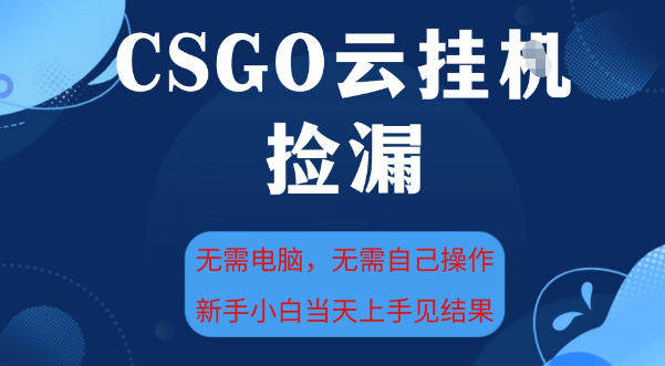 CSGO云挂G全自动捡漏，最新独家玩法，无需电脑操作，新手小白日入5张+【揭秘】-知行副业网