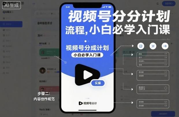 视频号分成计划实操流程,小白必学入门课-知行副业网