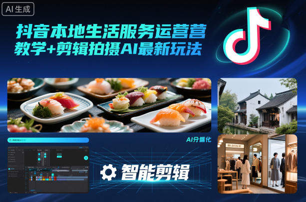 抖音本地生活服务运营教学+剪辑拍摄AI最新玩法-知行副业网